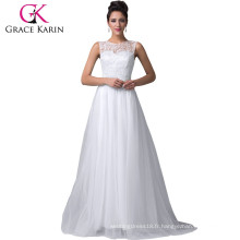 Grace Karin élégante sans manches épaule dentelle Robes de bal Robes de bal Robes de bal blanc CL6108-3